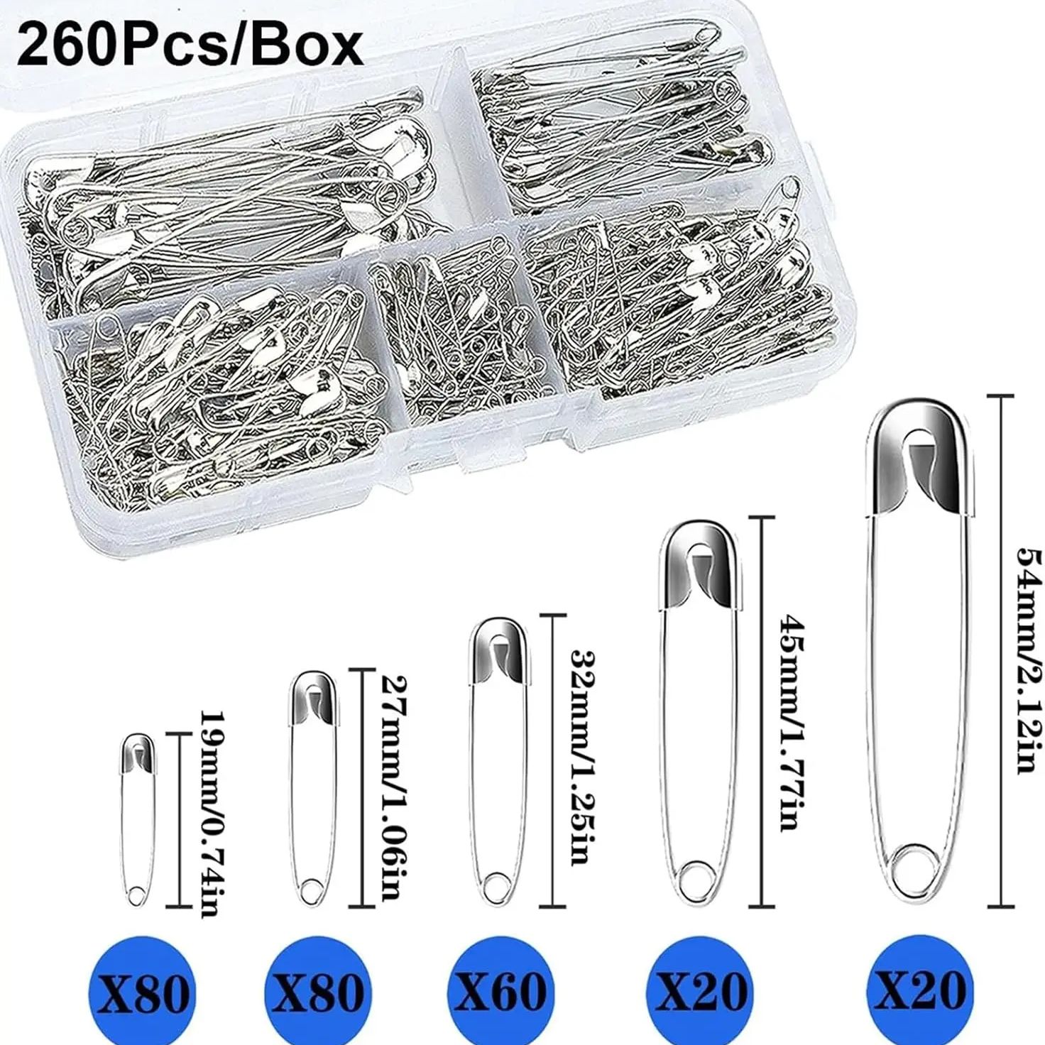 Jewelry Making Organizer - Zestaw srebrnych agrafek z pudełkiem do