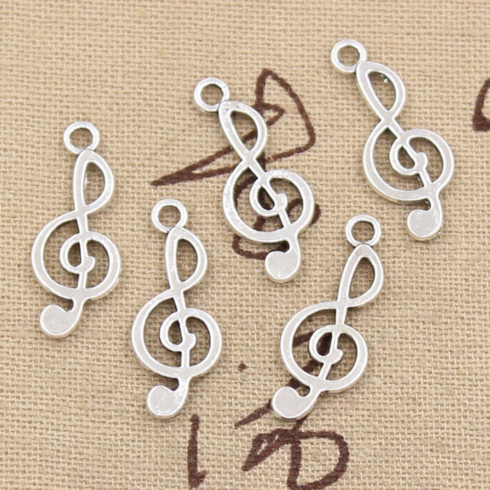 Jewelry Making Notes - 30 sztuk Charms nuta 26x10mm antyczny