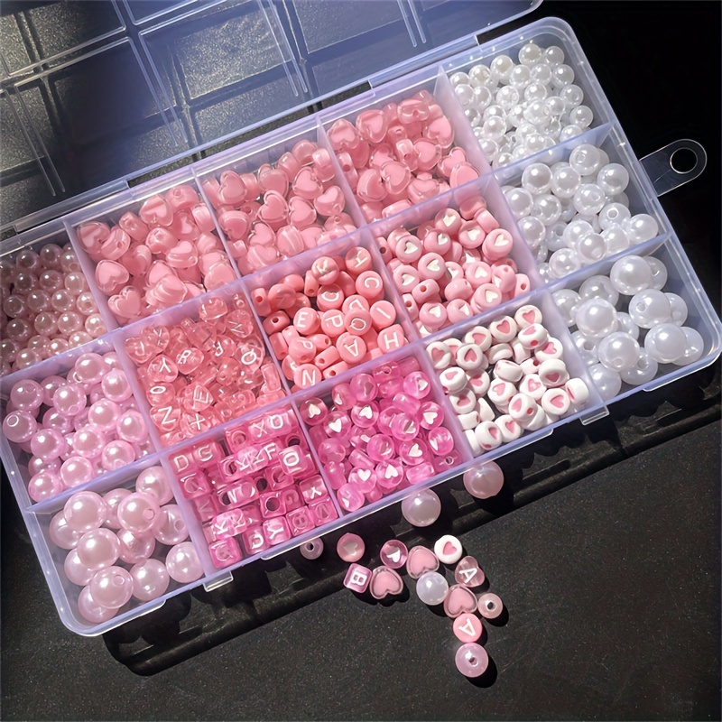 Jewelry Making Organizer - 10-częściowy różowy zestaw z literami alfabetu,