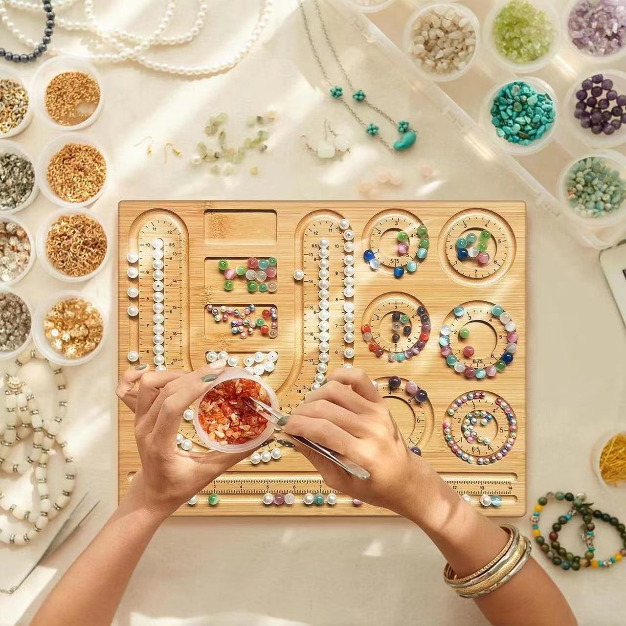 Jewelry Making Organizer - 8 Typów Drewniana Taca do Koralików