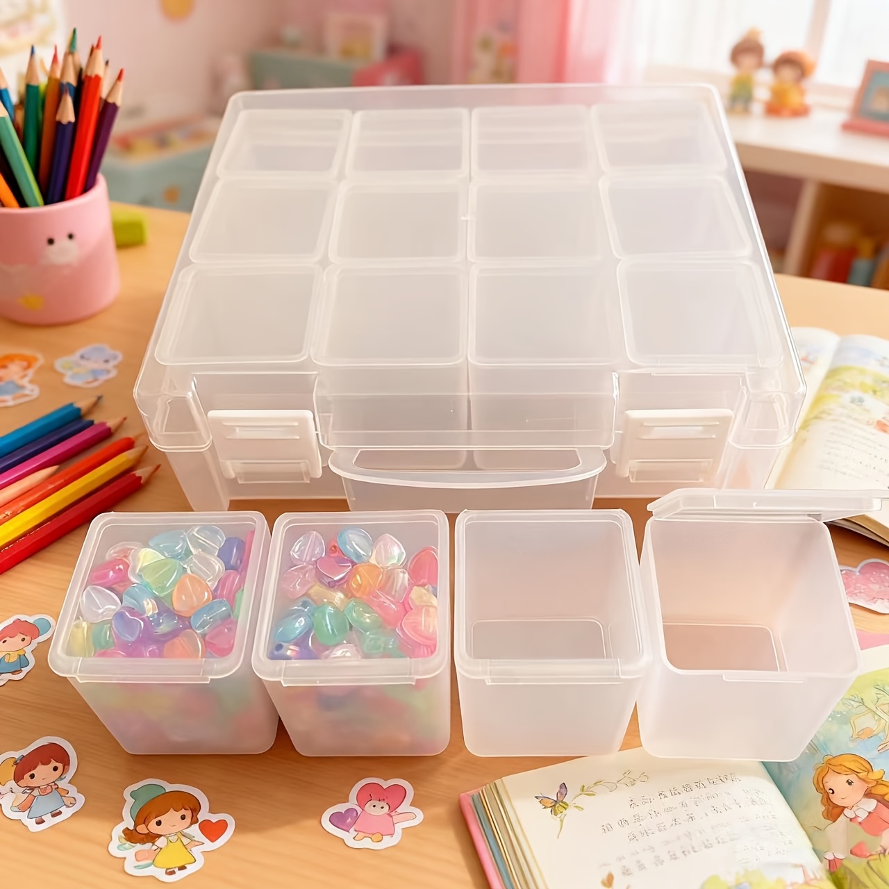 Jewelry Making Organizer - Zestaw 12-pojemnikowych plastikowych pudełek do przechowywania