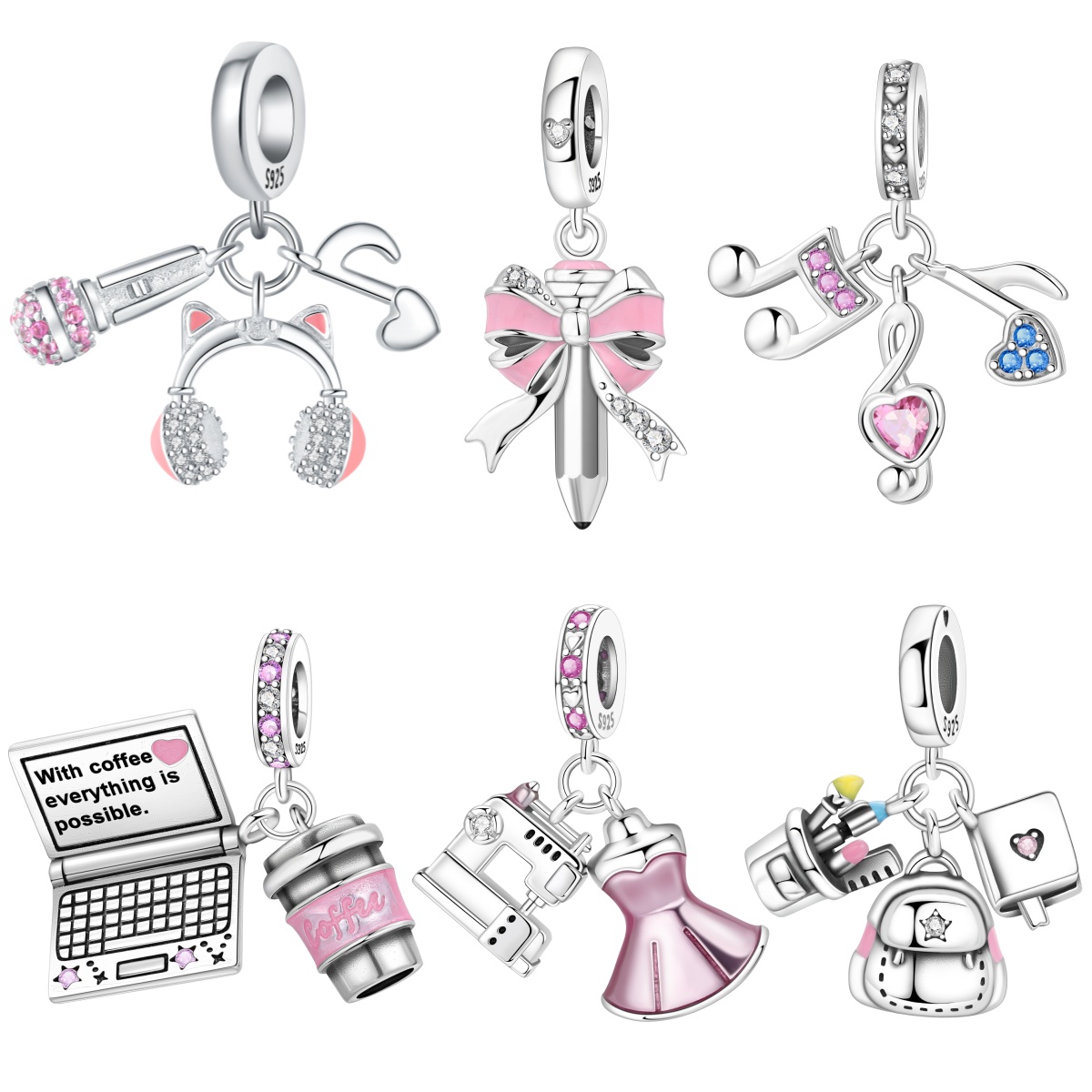 Jewelry Making Notes - Orstarry S925 Srebrny Charms Słuchawki Nuta