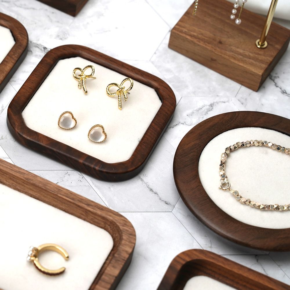 Jewelry Making Organizer - Prosta Geometryczna Drewniana Taca na Pierścionki